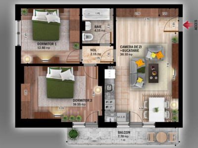 Apartament 3 camere - bloc nou, finalizat 2024 - Pallady