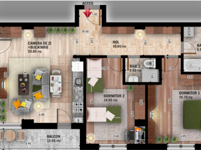 Apartament 3 camere - bloc nou, finalizat 2024 - Pallady